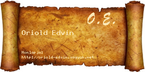Oriold Edvin névjegykártya